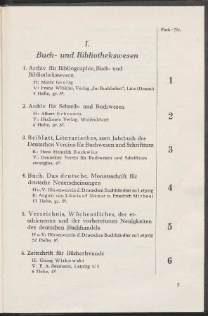 I. Buch- und Bibliothekswesen