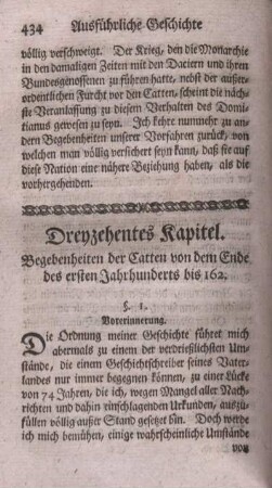 Dreyzehentes Kapitel. Begebenheiten der Catten von dem Ende des ersten Jahrhunderts bis 162.