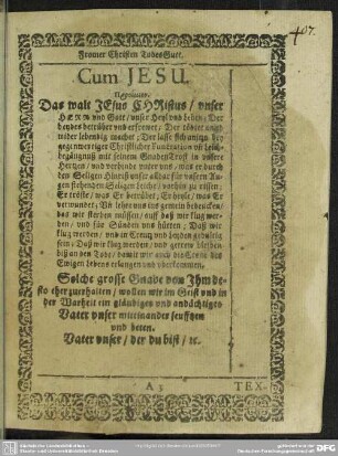 Leichenpredigt : Fromer Christen TodesGutt