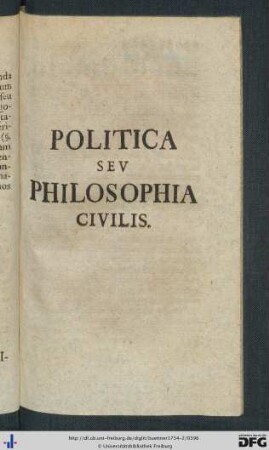 Politica Seu Philosophia Civilis.