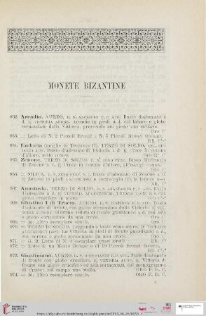 Monete bizantine (No. 962 - 1014)