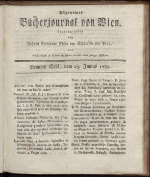 Neuntes Stück vom 25. Junius 1782.