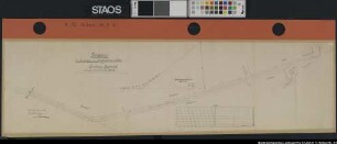 "Grundriß der Landstraße von Osnabrück nach Hellern" Abschnitt Stadtgrenze bis Landstraße Osnabrück-Lengerich Beiderseits Parzellengrenzen angedeutet - Besitzernamen Ausf.-Art: Farbige Zeichnung Herst.: Hoffschmidt Format: 24 x 87 cm Maßstab: 1 : 1000