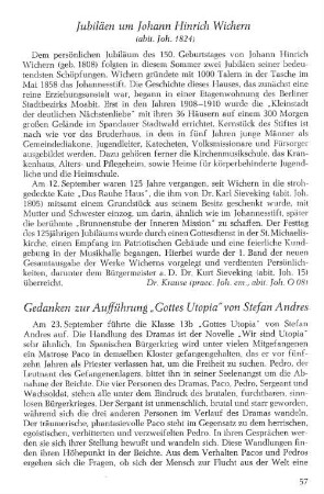 Jubiläen um Johann Hinrich Wichern