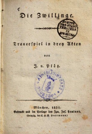 Die Zwillinge : Trauerspiel in 3 Akten