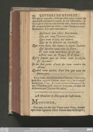 A Monsieur le Marquis de Castelnau.