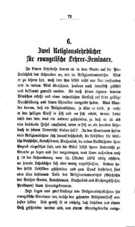 Zwei Religionslehrbücher für evangelische Lehrer-Seminare