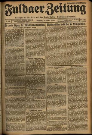 Erste Ausgabe vom Sonntag, den 14. März 1926.