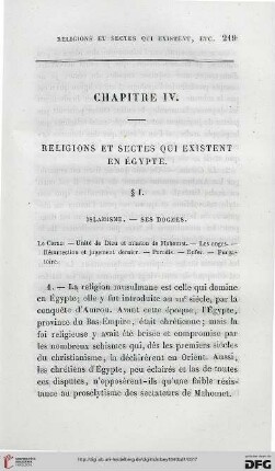 Chapitre IV: Religions et sectes qui existent en Égypte