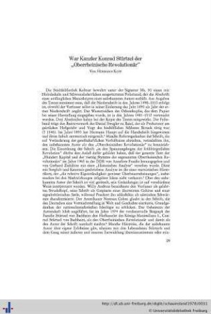 War Kanzler Konrad Stürzel der "Oberrheinische Revolutionär"?.