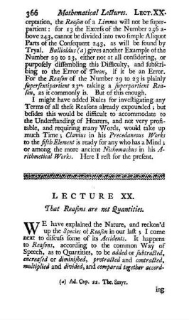 Lecture XX. That Reasons are not Quantities.