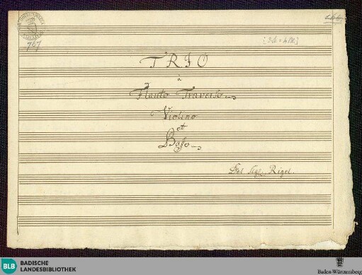 Sonatas - Mus. Hs. 767 : fl, vl, b; e; GroT 3930-e