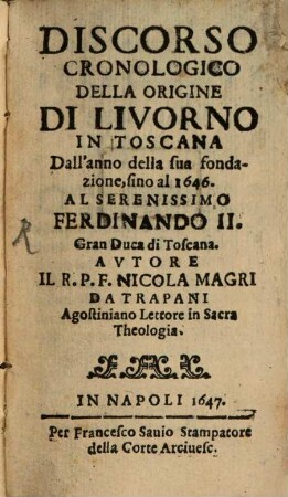 Discorso cronologico della origine di Livorno in Toscana