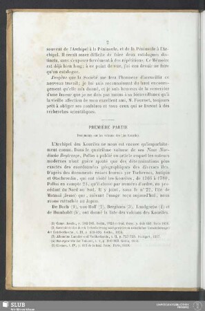 Première partie. Documents sur les volcans des iles Kouriles