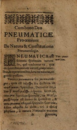 Pneumatica, seu Pneumatologia : hoc est scientia spirituum naturalis, in qua breviter proponitur ...