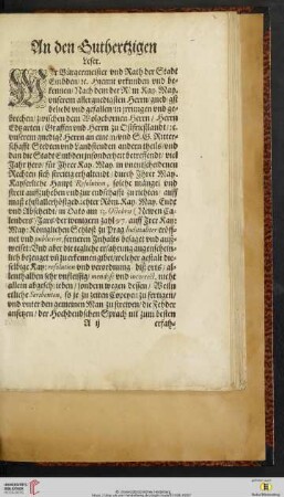 An den Guthertzigen Leser