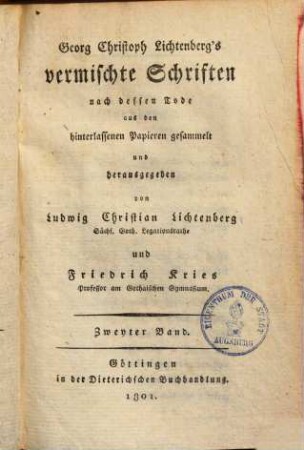 Georg Christian Lichtenberg's vermischte Schriften. 2