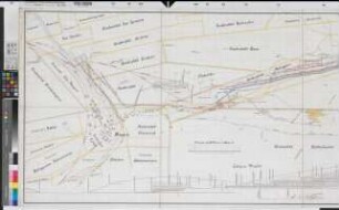 Meggen (Lennestadt) Lagerungsverhältnisse der Schwefelkies- und Eisensteingruben der Gewerkschaft Sicilia Lageplan und Profil 1882 1 : 2000 72 x 212 kol. Zeichnung Carl Grundhoff Landsberg-Velen Nr. 266