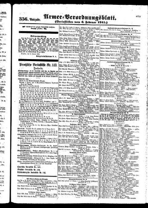 356.Ausgabe. Samstag, 6. Februar 1915