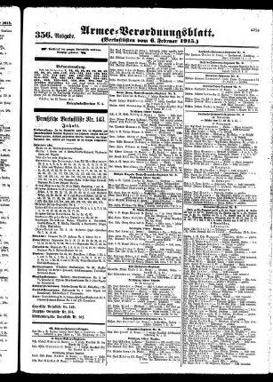 356.Ausgabe. Samstag, 6. Februar 1915