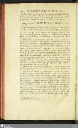 Abregé de la Discipline des Puritains