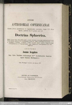 Epitome Astronomiae Copernicanae.