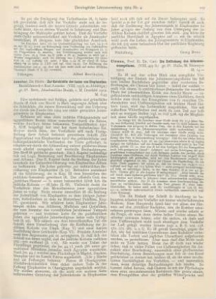 102-105 [Rezension] Clemen, Carl, Die Entstehung des Johannesevangeliums