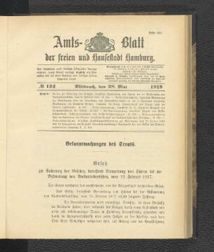 No.122, Mittwoch, den 28. Mai 1919