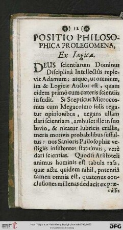 [Positio Philosophica Prolegomena, Ex Logica - Positio Palatina Johannes Wilhelmus Josephus]