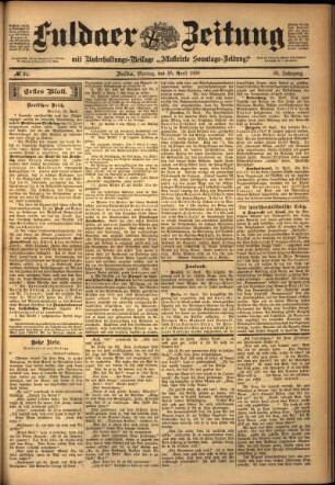 Erste Ausgabe vom Montag, den 25. April 1898.
