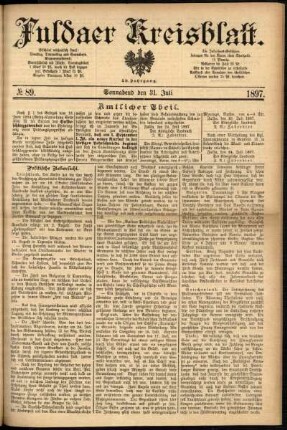 Erste Ausgabe vom Samstag, den 31. Juli 1897.