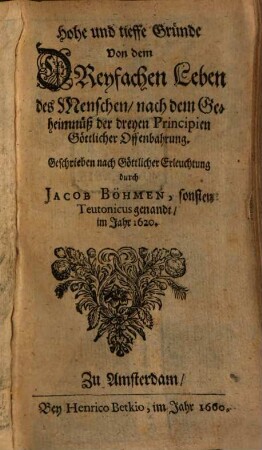 Hohe Gründe ... von dem dreyfachen Leben des Menschen