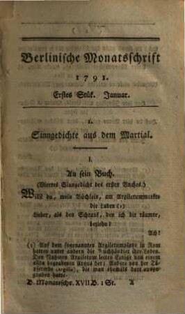 Berlinische Monatsschrift. 17, 17. 1791