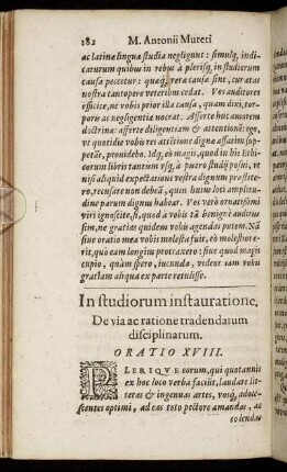 In studiorum instauratione [...] Oratio XVIII.
