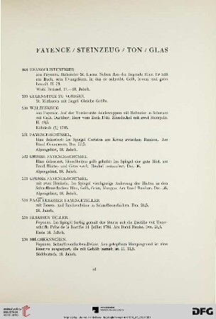 Fayence/Steinzeug/Ton/Glas (Nr. 198-234)