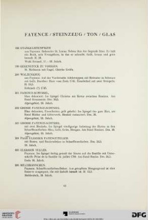 Fayence/Steinzeug/Ton/Glas (Nr. 198-234)