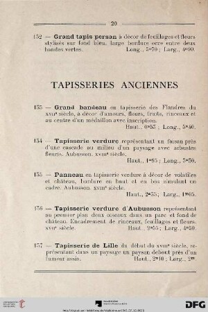Tapisseries Anciennes (Nr. 133-137)