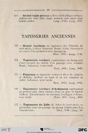 Tapisseries Anciennes (Nr. 133-137)