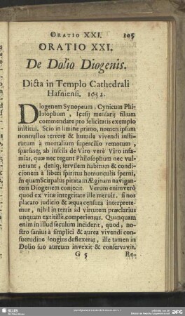 Oratio XXI. De Dolio Diogenis