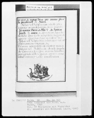 Ordo induendi novitios und anderes — Der heilige Benedikt mit Schülern, Folio 17recto
