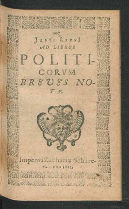 Justi Lipsi Ad Libros Politicorum Breves Notae.