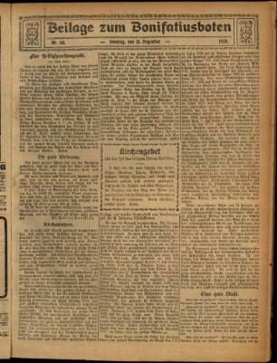 Zweite Ausgabe vom Sonntag, den 13. Dezember 1925.
