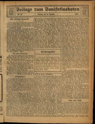 Zweite Ausgabe vom Sonntag, den 13. Dezember 1925.
