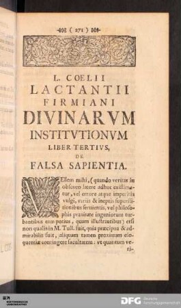 Liber Tertivs, De Falsa Sapientia.