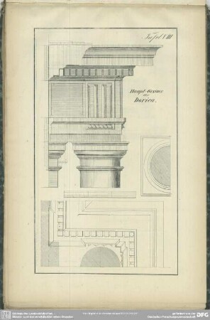 Tafel VIII. Haupt-Gesims der Dorica