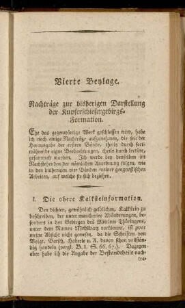 Vierte Beylage. Nachträge zur bisherigen Darstellung der Kupferschiefergebirgs-Formation