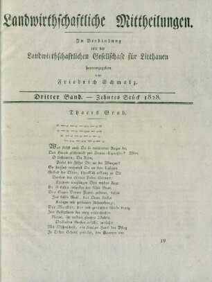 Dritter Band. - Zehntes Stück 1828.
