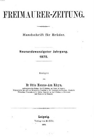 Freimaurer-Zeitung. 29. 1875