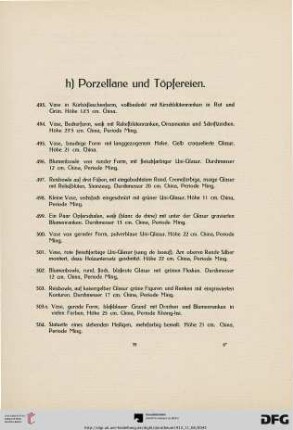 h) Porzellane und Töpfereien (Nr. 493-634)