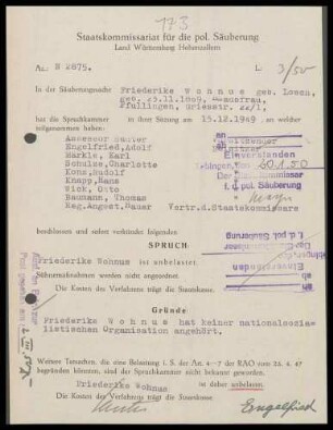 Wohnus, Friederike, geb. Losch